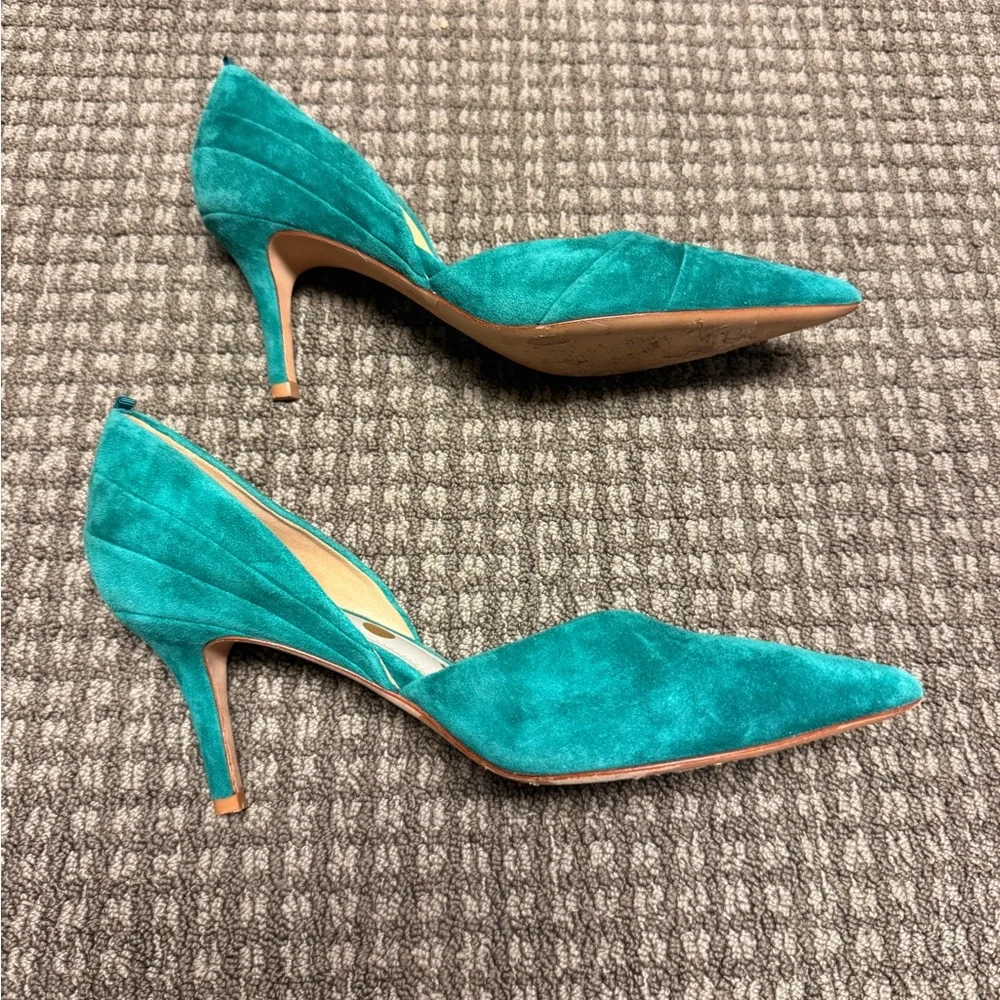 Boden Beautiful Green (Teal) Suede Heels - Like New sz 40.5 - Picture 3 of 6